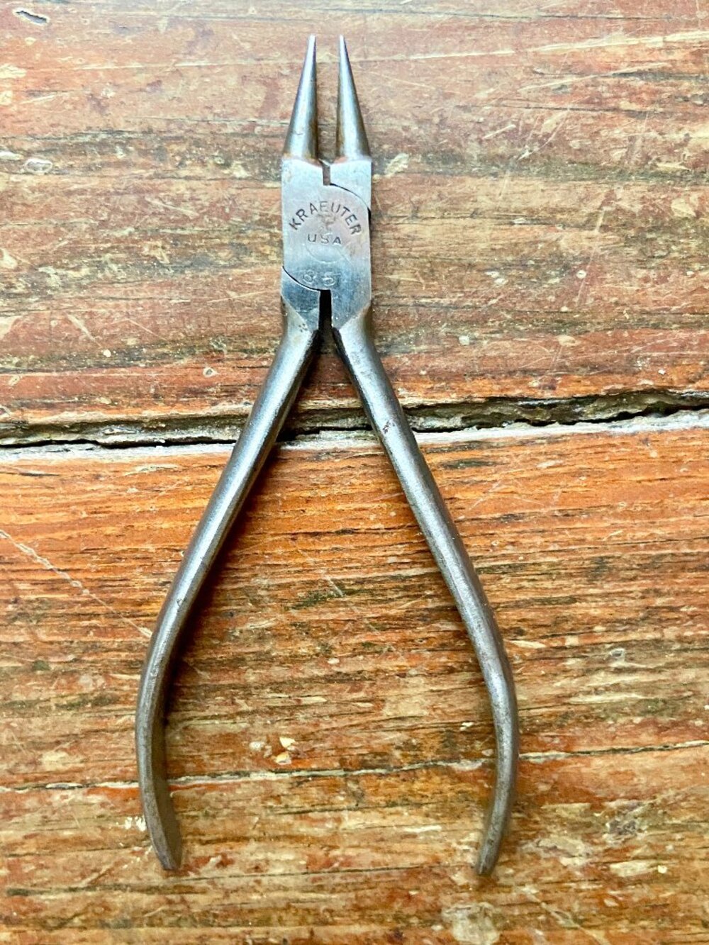 Vintage KRAEUTER No. 85 4 3/8" Round Needle Nose Pliers U.S.A.